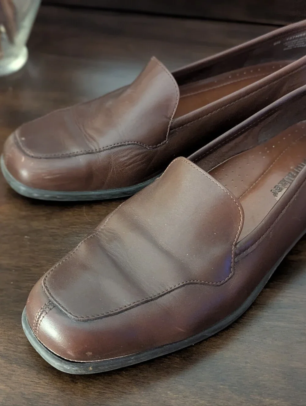Naturalizer Natural Flex Women’s Brown Leather Loafers Square Toe Comfort 9.5M